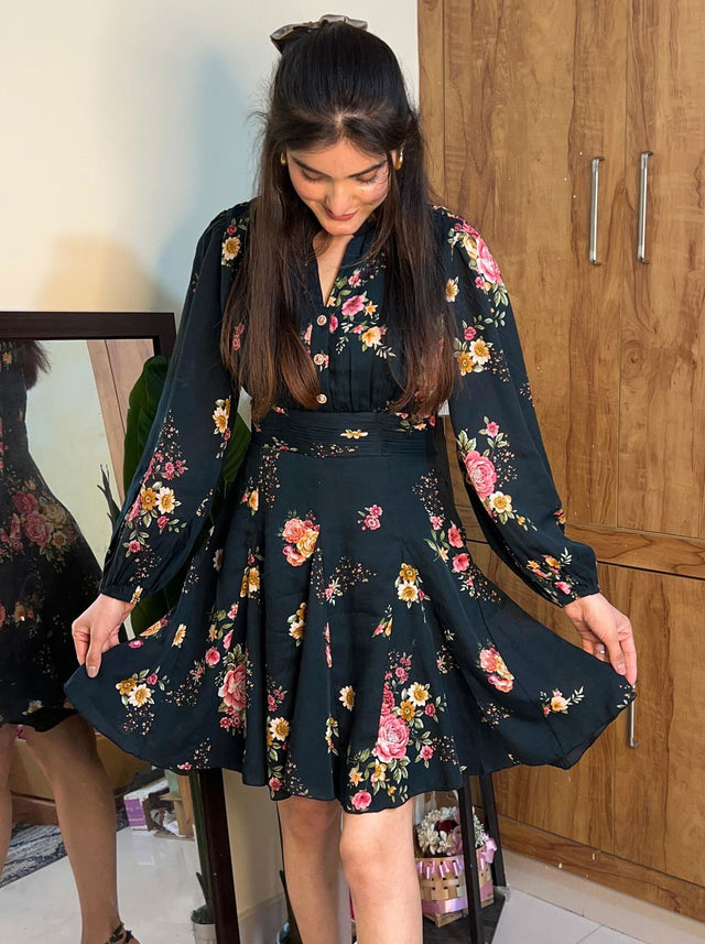 Camilla Twilight Rose Belted Puff-Sleeve Mini Dress — verified customer review photo