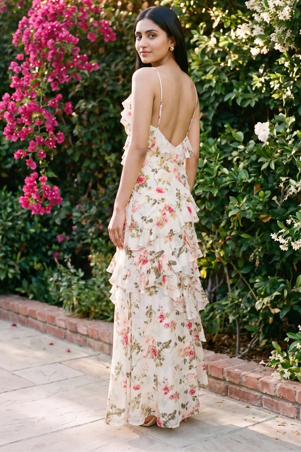 Amalfi Rose Ruffle Maxi Dress