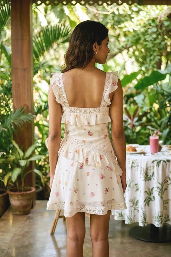 Buttercream Rose Lace Ruffle Mini Dress — view 2