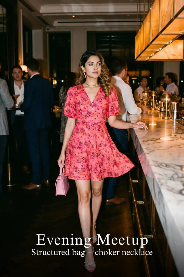 Olivia Pleated Floral Puff-Sleeve Mini Dress — verified customer review photo