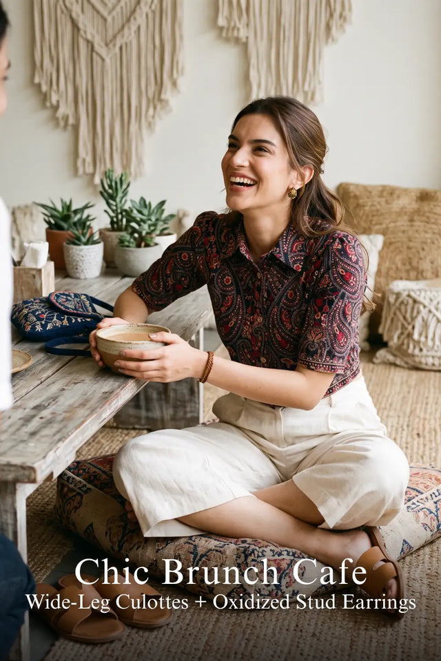 Crimson Paisley Navy Hand Embroidered Crop Shirt — verified customer review photo