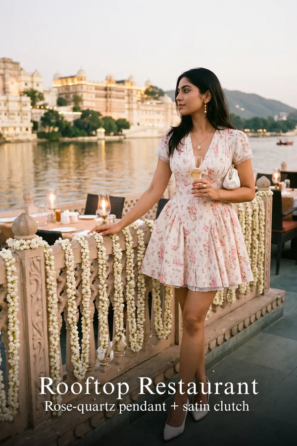 Ivory Floral Tie-Neck Cap-Sleeve Mini Dress — view 4