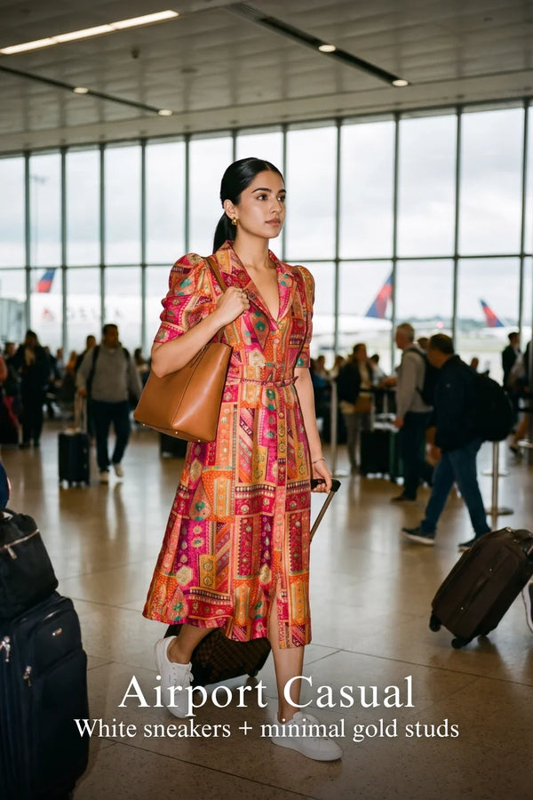 Royal Magenta Silk Floral Belted Midi Dress — view 2