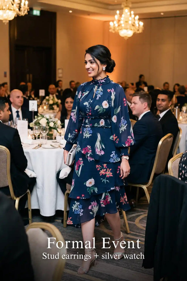 Twilight Rose Navy Floral Ruffle Hi-Low Midi Dress — verified customer review photo