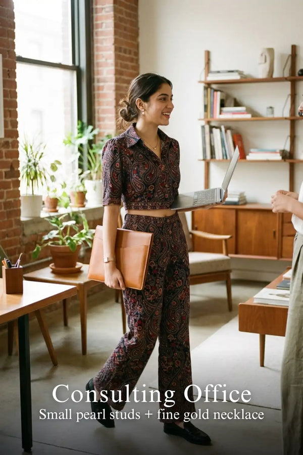 Crimson Paisley Navy Hand Embroidered Co-Ord Set — view 4