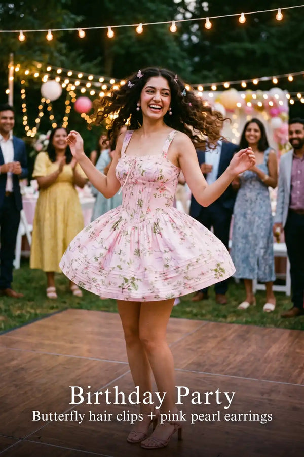 Pink Floral Stripe Mini Dress — view 3