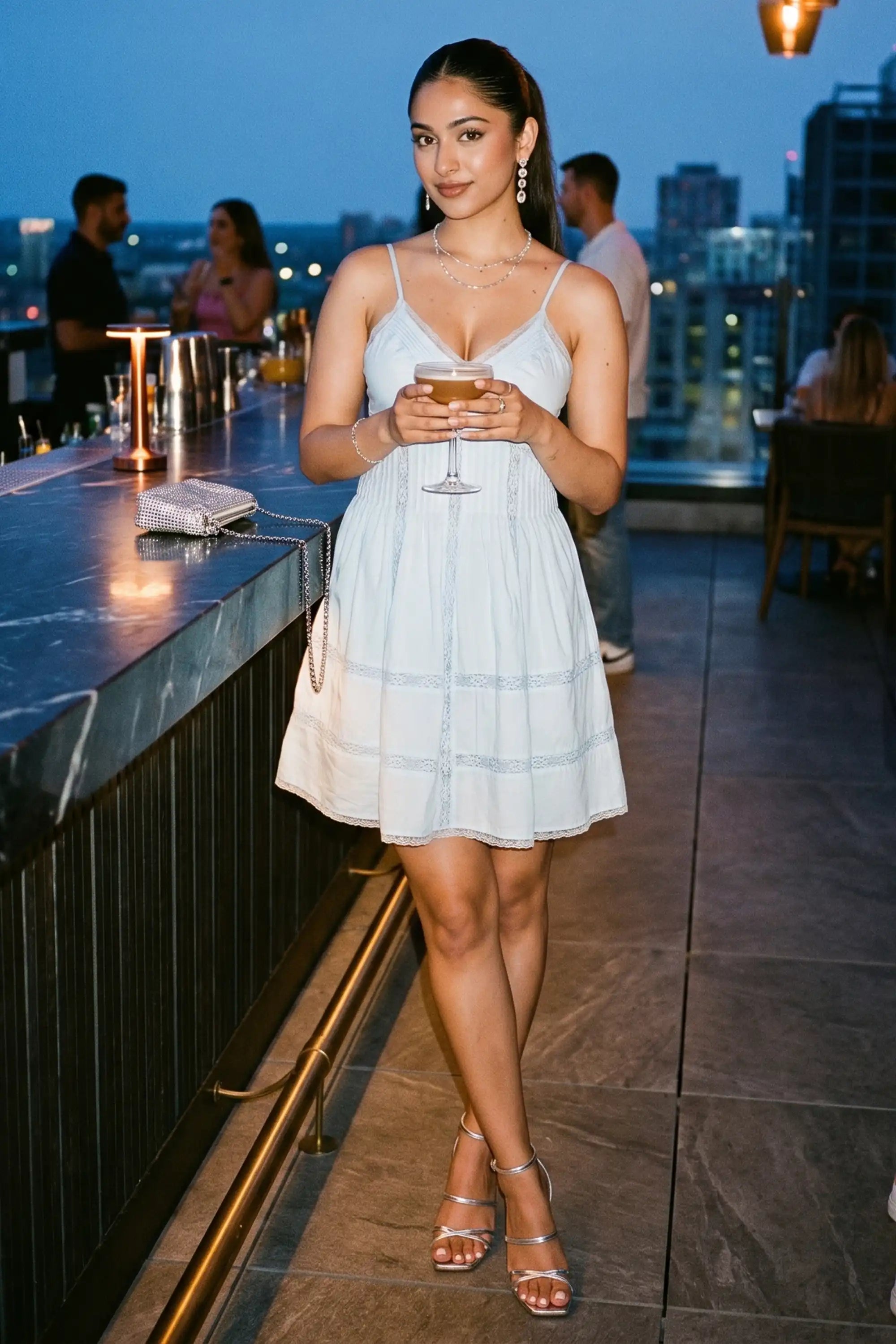 Powder Blue Spaghetti Strap Mini Dress