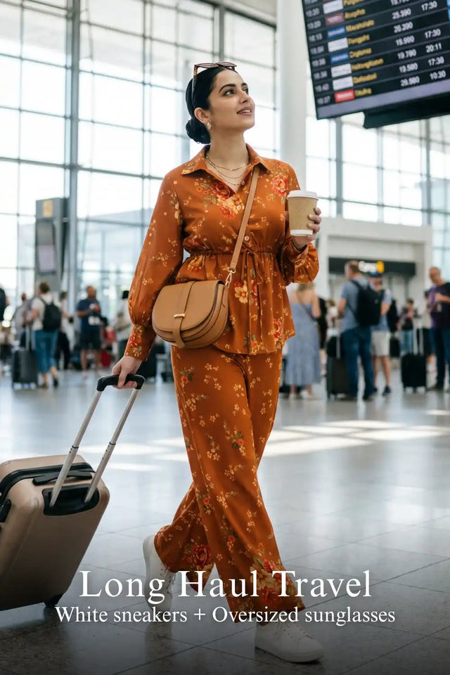 Rust Floral Belted Shirt & Flare Pants Co-Ord Set — verified customer review photo
