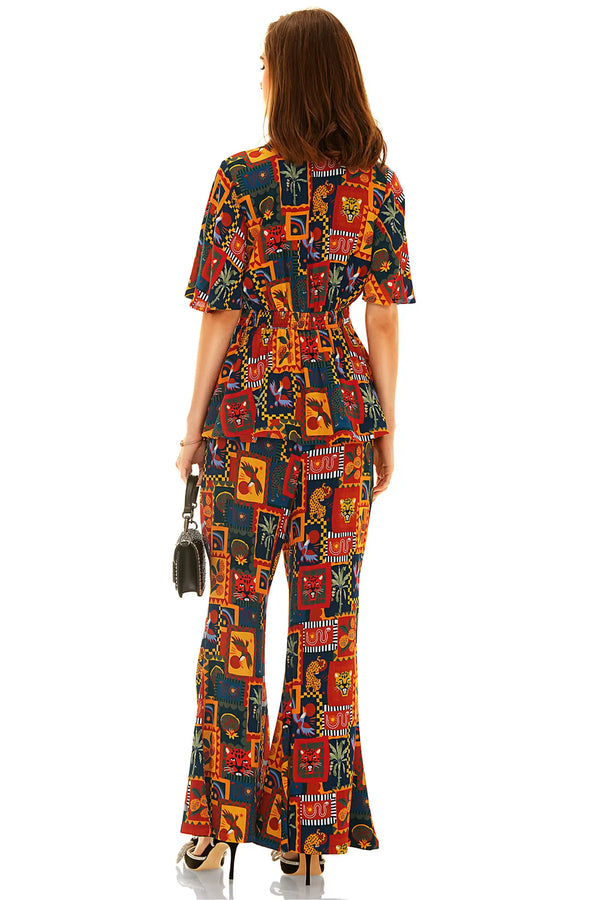 Tropical Patchwork Peplum Co-Ord Set — view 2