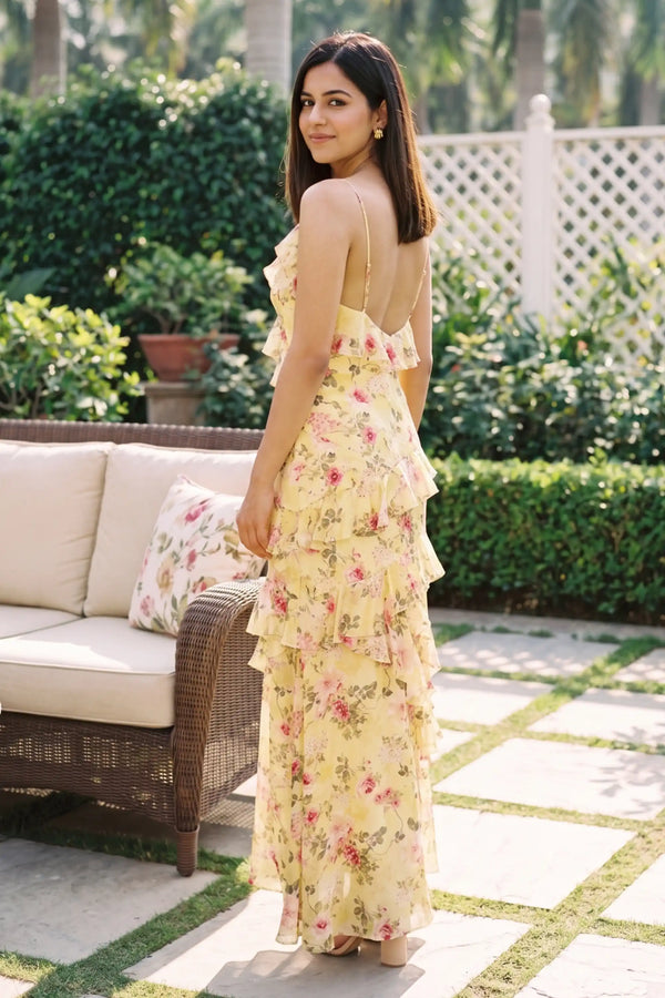 Tuscan Sun Ruffle Maxi Dress