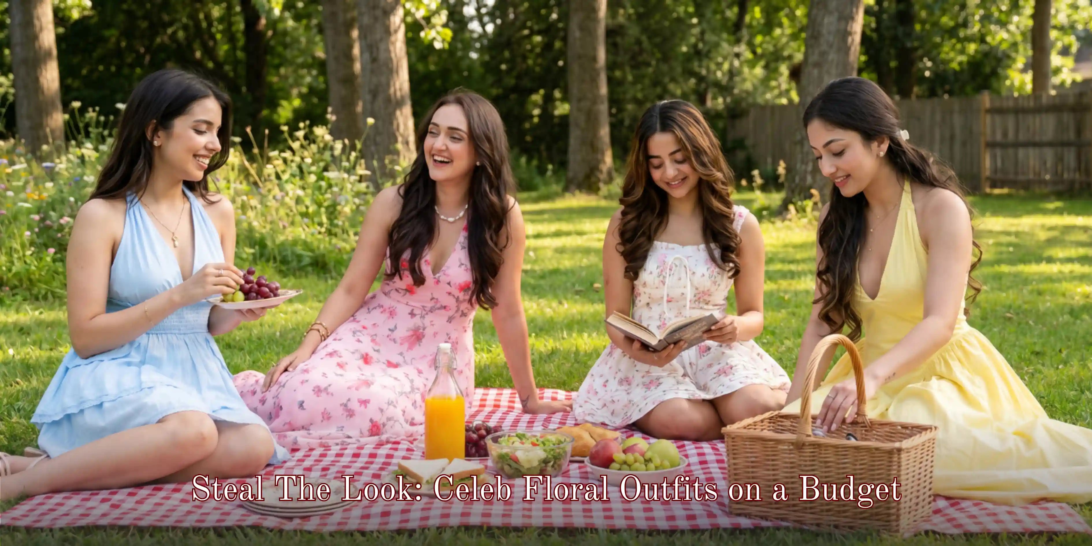 How to get celebrity style outfits on budget: 4 floral dress options in blue pink yellow white