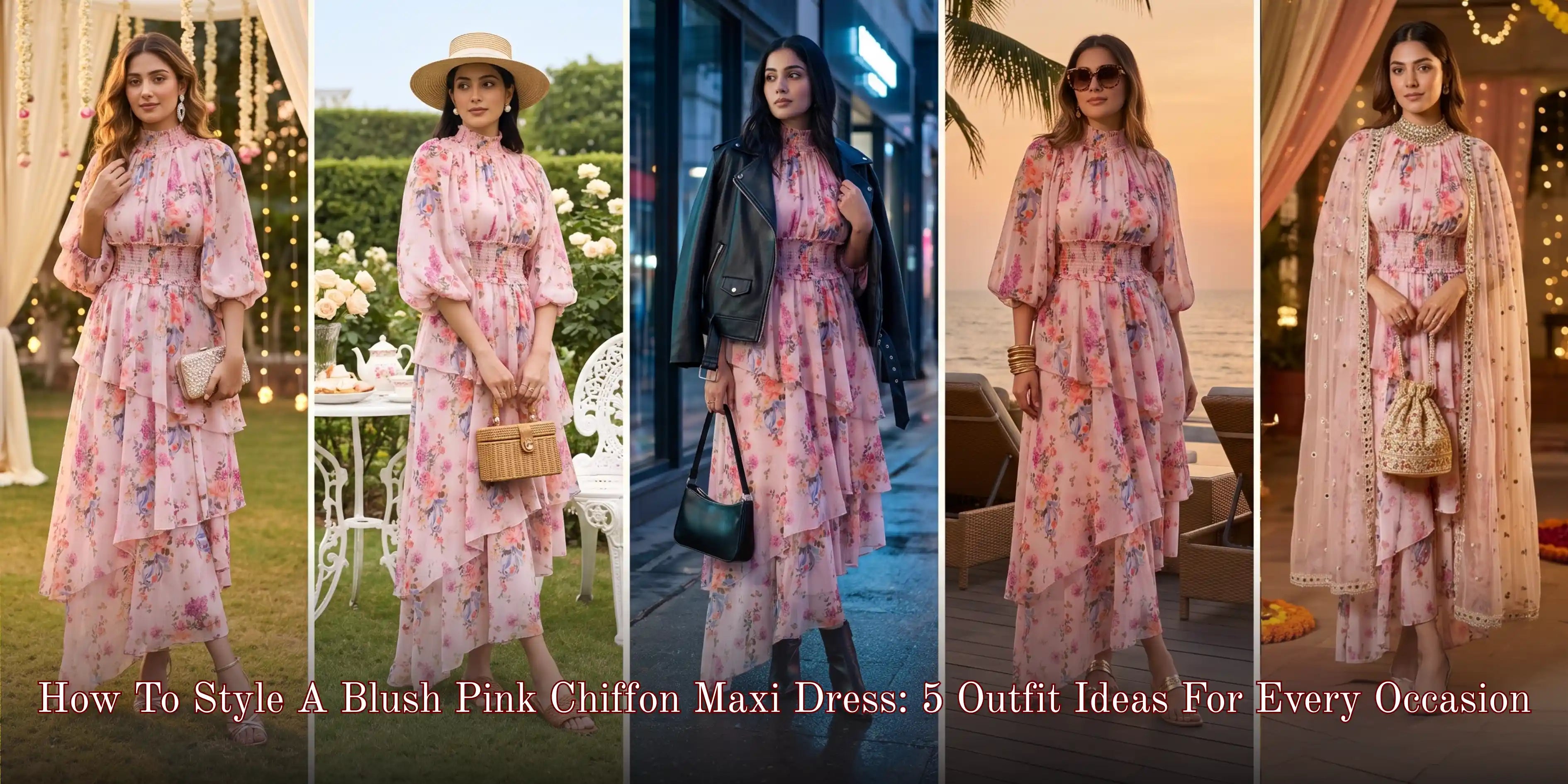 How To Style A Blush Pink Chiffon Maxi Dress