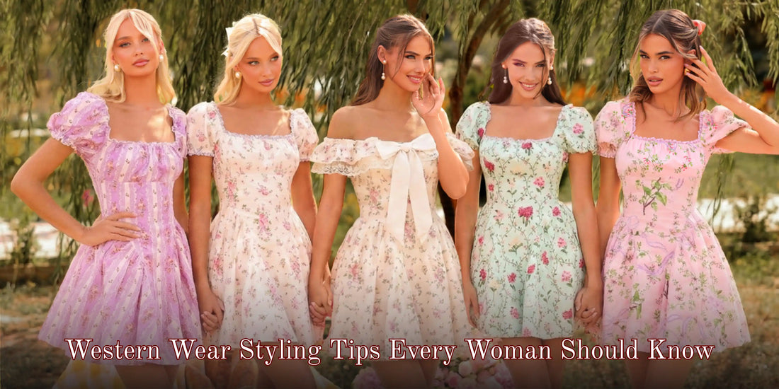 Western wear styling tips every woman should know, pastel floral mini dress outfit inspiration.