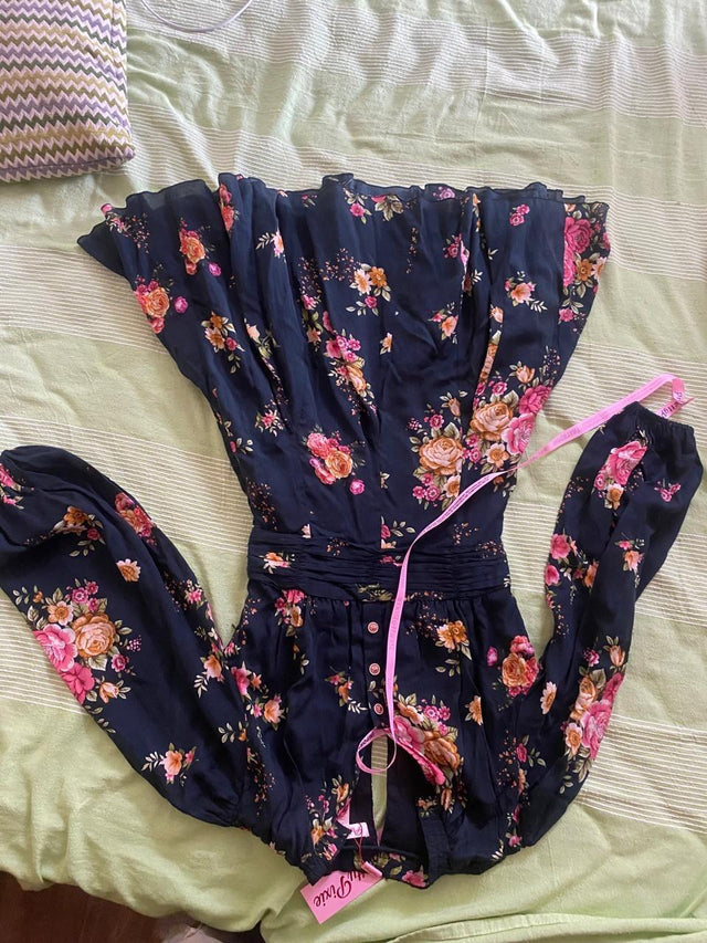 Camilla Twilight Rose Belted Puff-Sleeve Mini Dress — verified customer review photo