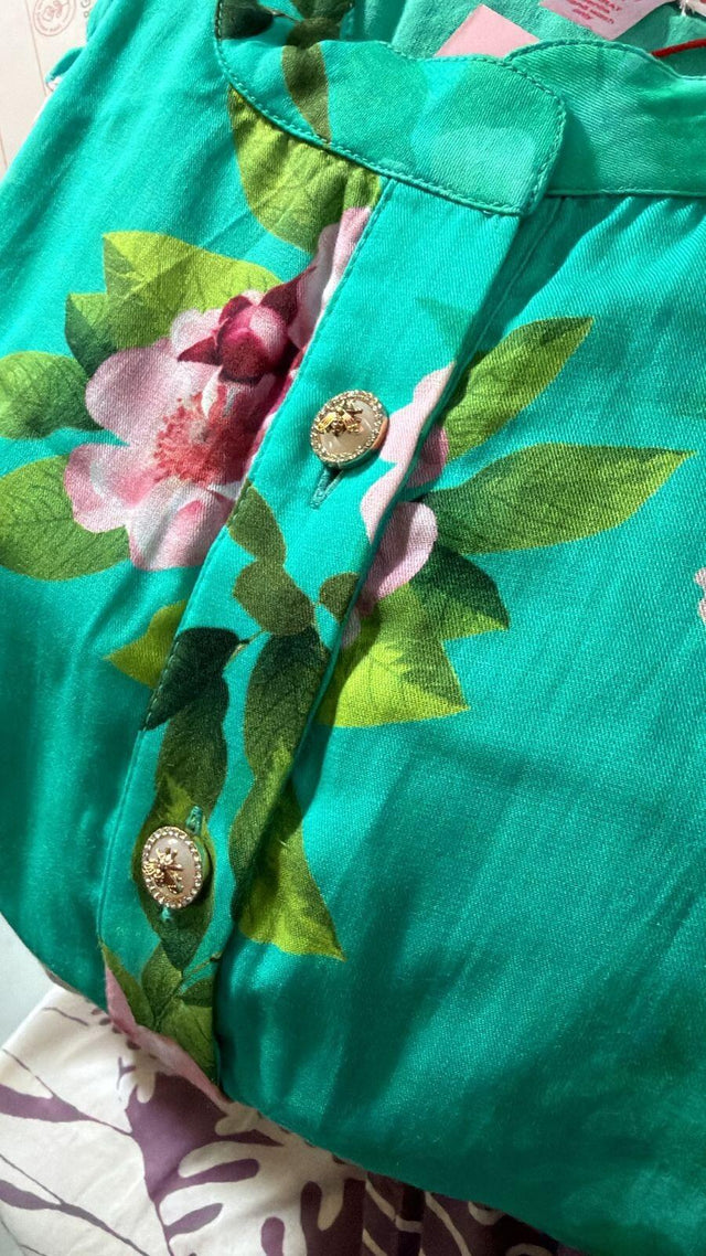 Rosalyn Light-Teal Floral Tiered Belted Maxi Dress — verified customer review photo