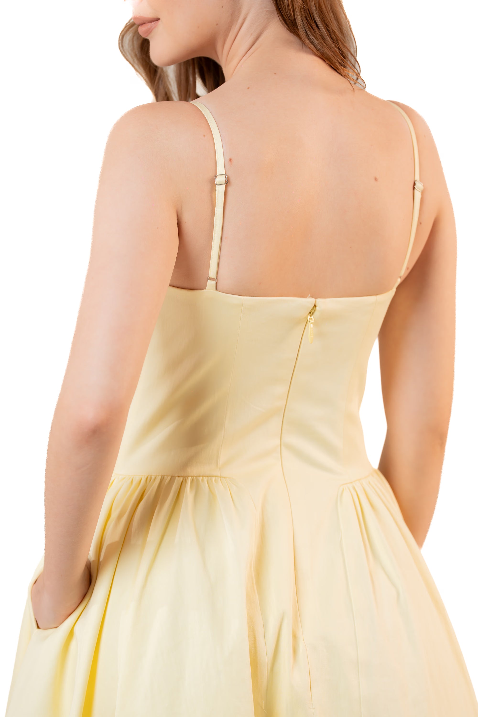 Lemon Yellow Bustier Cotton Midi Dress