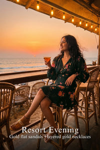 Woman in Pretty Pixie camilla twilight rose belted puff-sleeve mini dress styled for a styled look