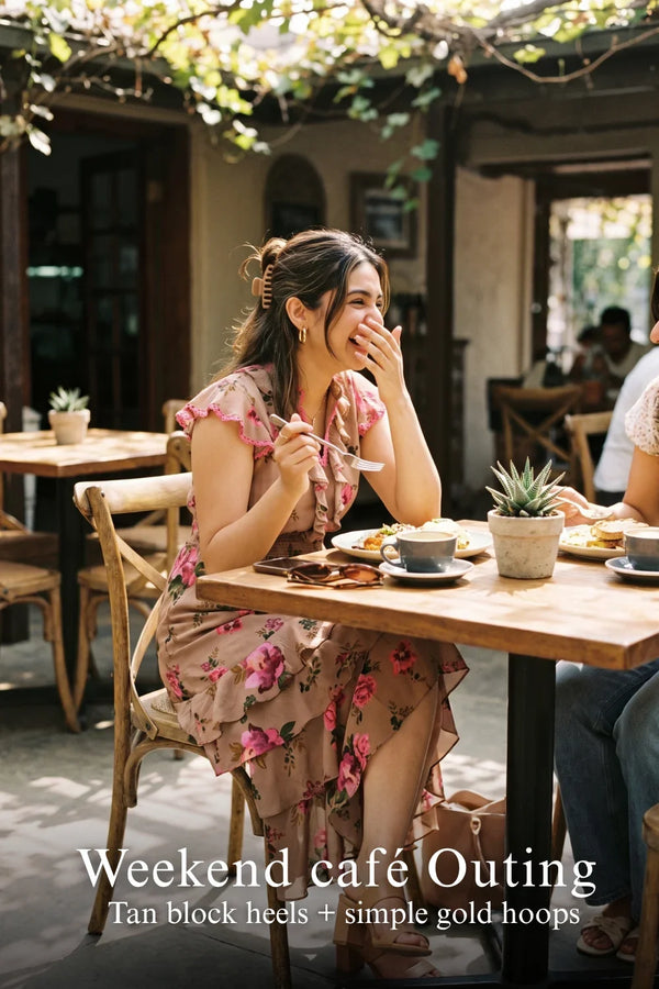 Taupe Pink Floral Ruffle Midi Dress — view 2