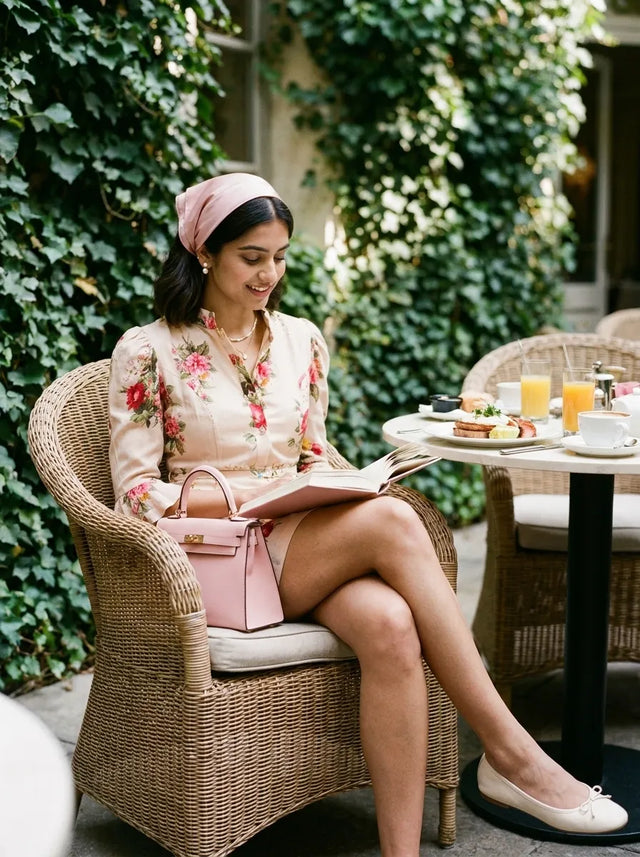 Beige Garden Rose Puff-Sleeve Belted Mini Dress — verified customer review photo
