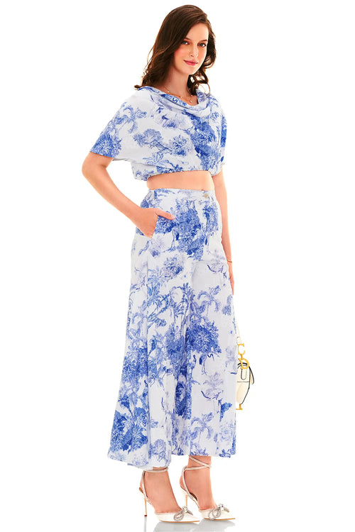 Blue Toile Co-Ord Set side view