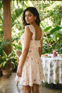 Buttercream Rose Lace Ruffle Mini Dress