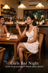 Pretty Pixie buttercream rose lace ruffle mini dress for wine bar night out.