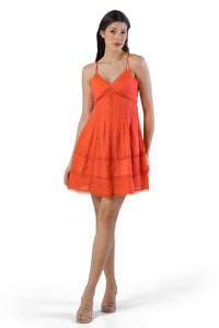 Pretty Pixie coral spaghetti strap mini front