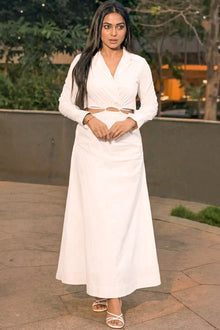 White Cutout Maxi Shirt Dress