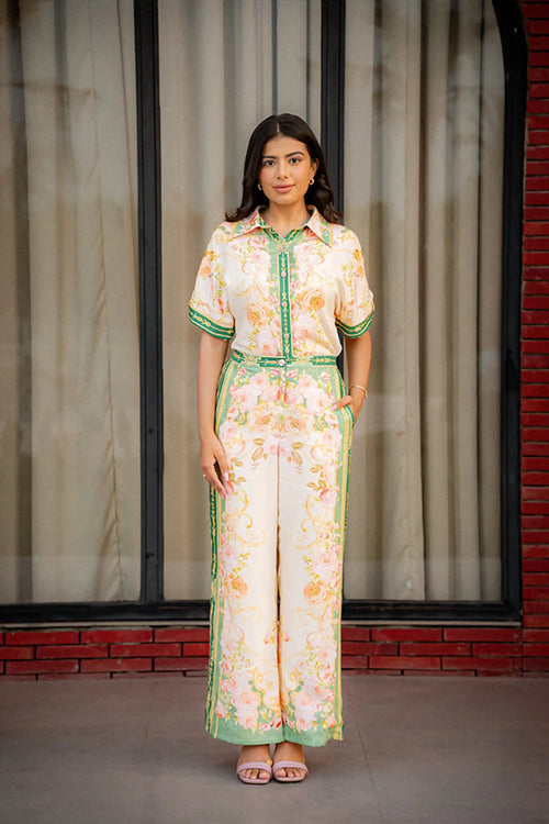 Ivory & Green Floral Co-Ord Set