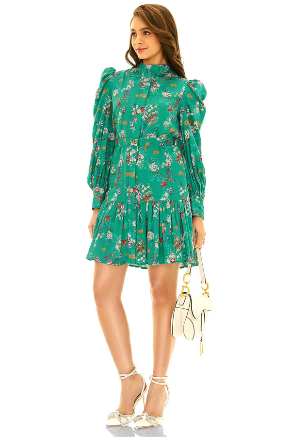 Floral Puff-Sleeve Smocked Mini Dress — view 4