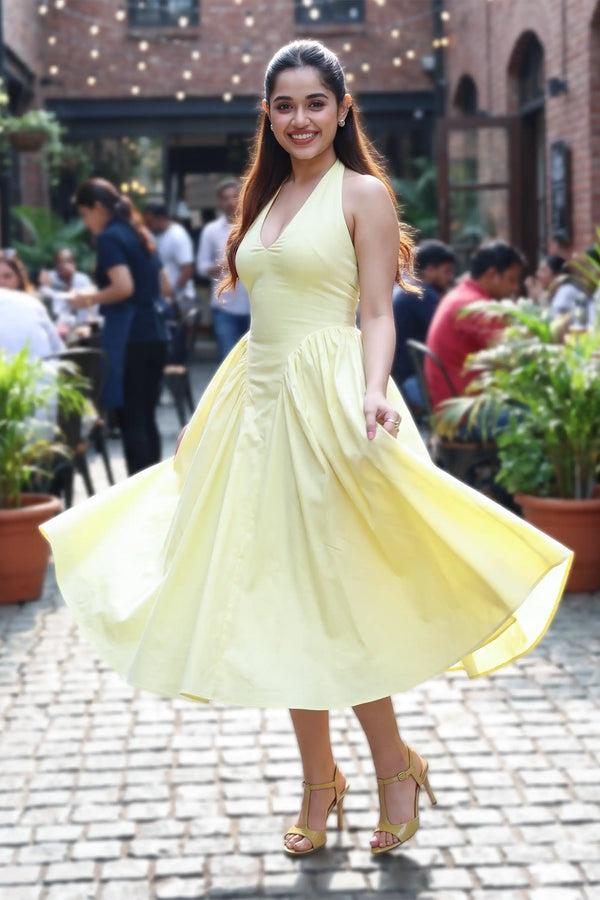 womens yellow midi dress Lemon Halter Bustier long silver sequin dress Women's 2024 Summer Ruched offering breathability and a Select Loafer Size:41