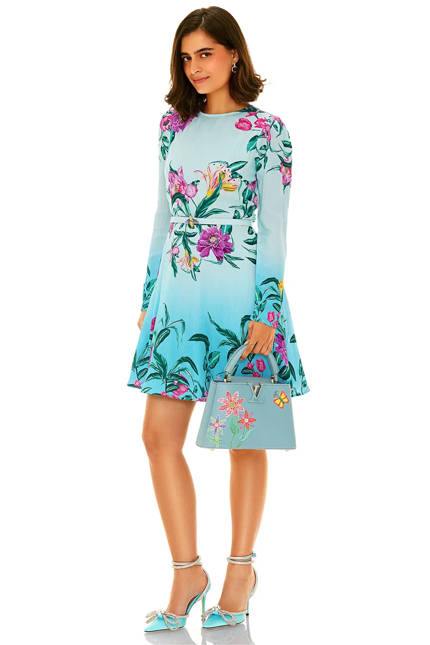 flower fitted dress Pretty Pixie Women Floral Dress For Women (Aqua, S)