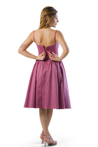 Damson Purple | Bustier midi dress back zipper view