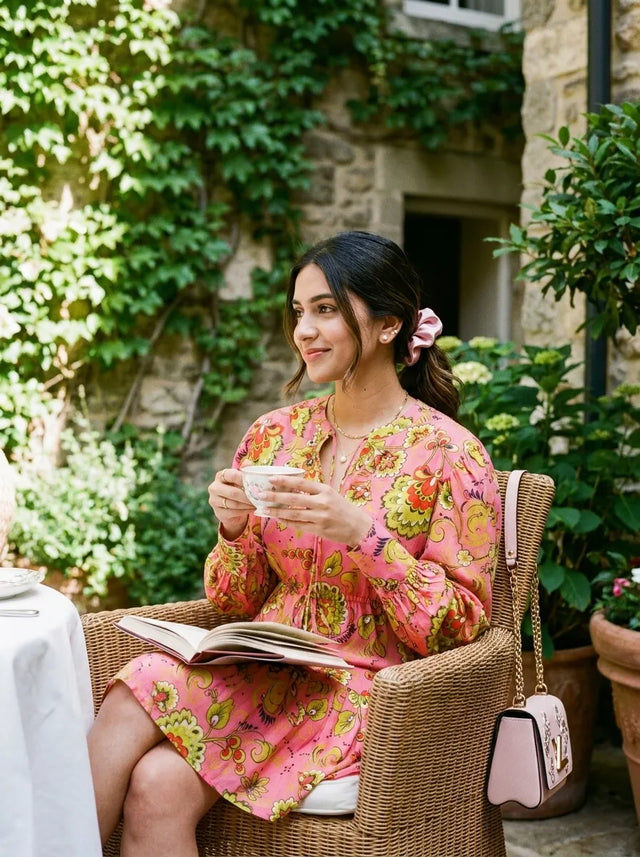 Paradise Pink Floral Puff-Sleeve Belted Mini Dress — verified customer review photo