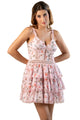 Blush Pink Floral Corset Lace Tiered Mini Dress