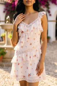 Prairie Rose Lace Ruffle Mini Dress