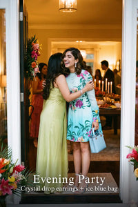 Pretty Pixie aqua ombre floral belted long-sleeve mini dress styled for an evening party