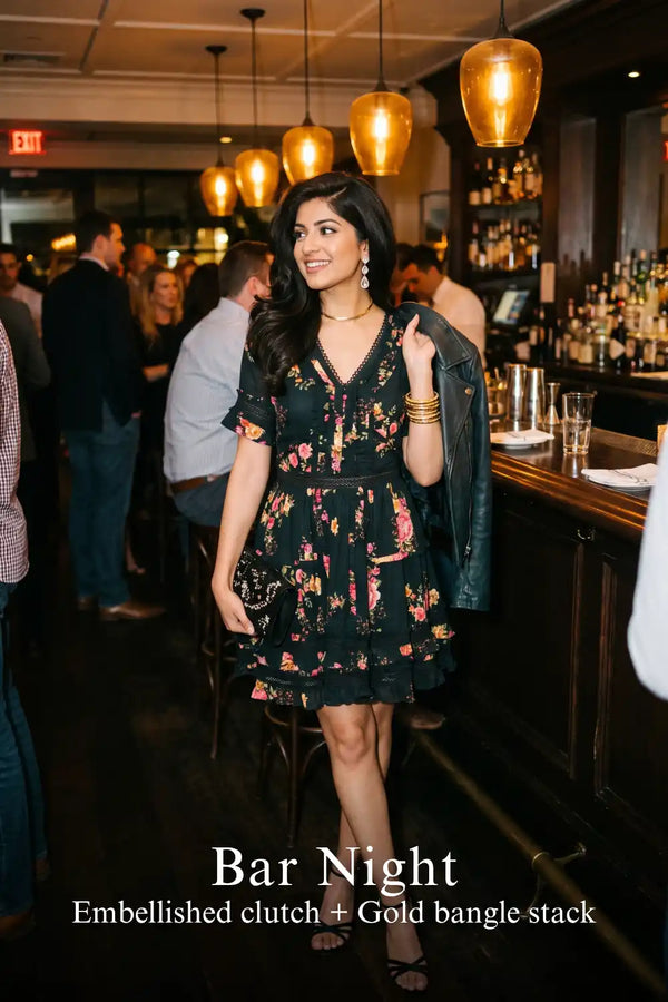 Black Floral Ruffle Tiered Mini Dress — view 2