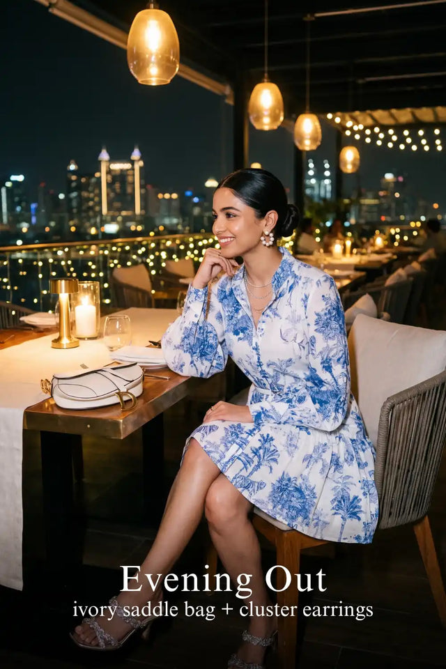 Indigo Toile Button-Front Belted Tiered Mini Dress — verified customer review photo