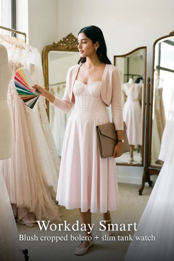 Blush Pink Lace-Trim Bustier Strap Midi Dress — view 4