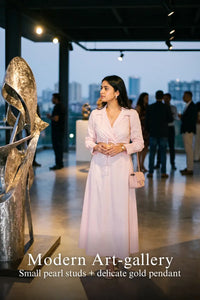 Pretty Pixie blush pink cutout maxi shirt dress for modern art gallery.