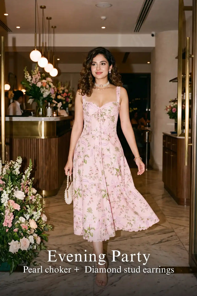 Pastel Pink Floral Bustier Midi Cotton Dress — verified customer review photo