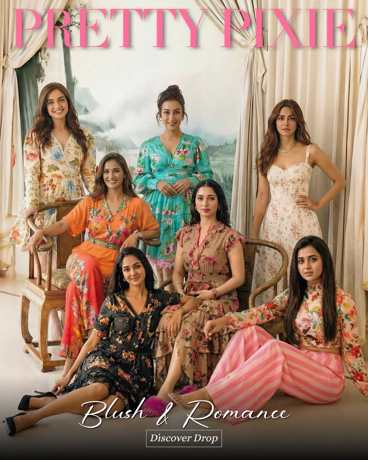 Pretty Pixie Blush & Romance collection — new drop of floral dresses, co-ord sets and western wear for women, shop online India