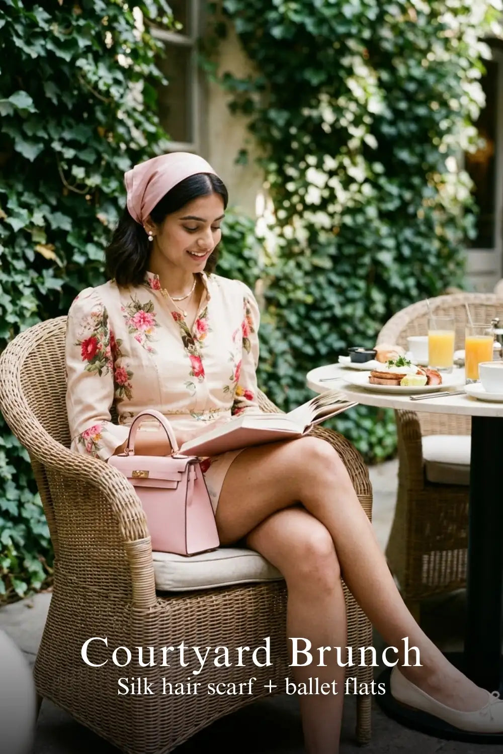 Pretty Pixie beige garden rose puff-sleeve belted mini dress styled for a courtyard brunch
