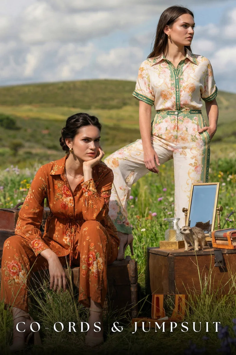 Pretty Pixie co-ords and jumpsuit collection for women — floral printed sets and jumpsuits, shop online India
