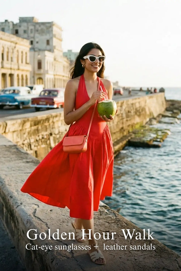 Coral Red Halter Bustier Midi Dress — view 3