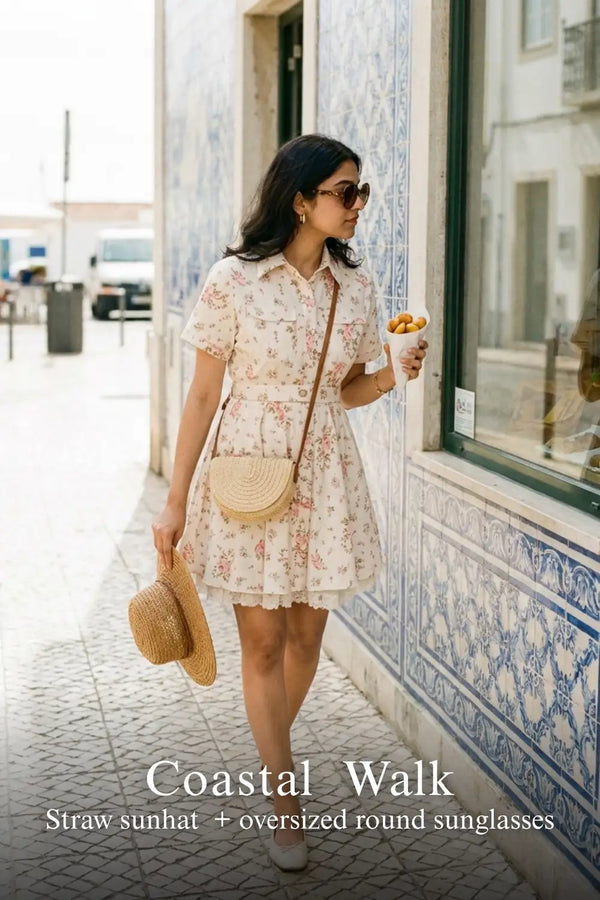 White Pink Floral Belted Shirt Mini Dress — view 3