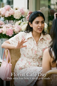 Pretty Pixie white pink floral belted shirt mini dress for florist cafe day.