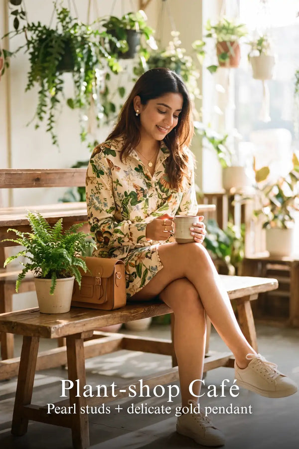 Tropical Ivory Floral Fauna Wrap Mini Cotton Dress — view 4