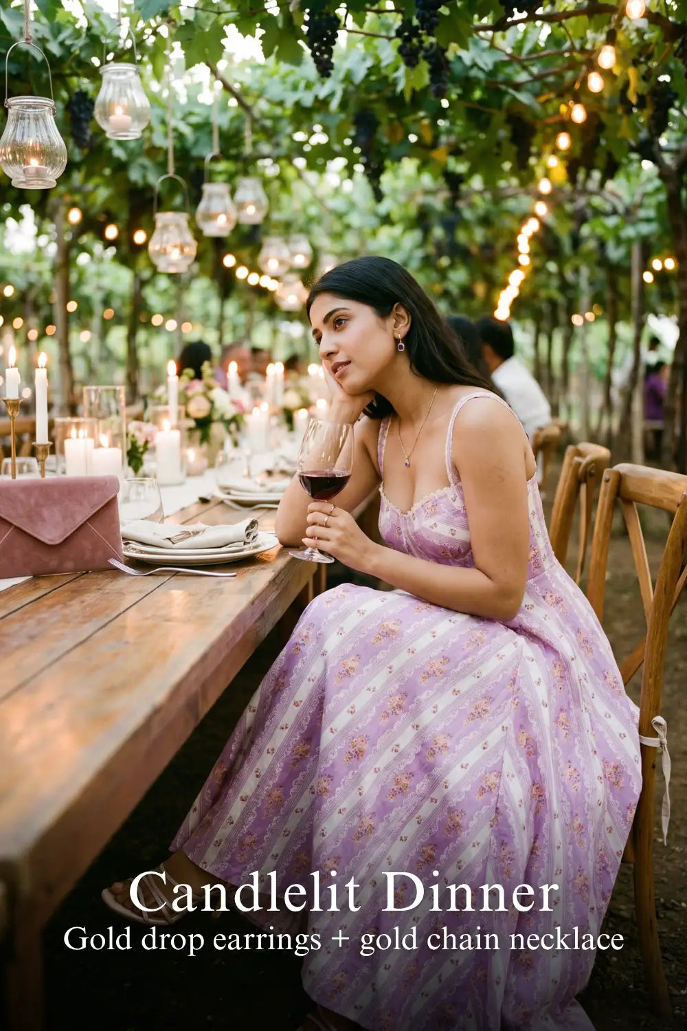 Pretty Pixie lavender lilac striped floral corset midi dress for dinner outfit.